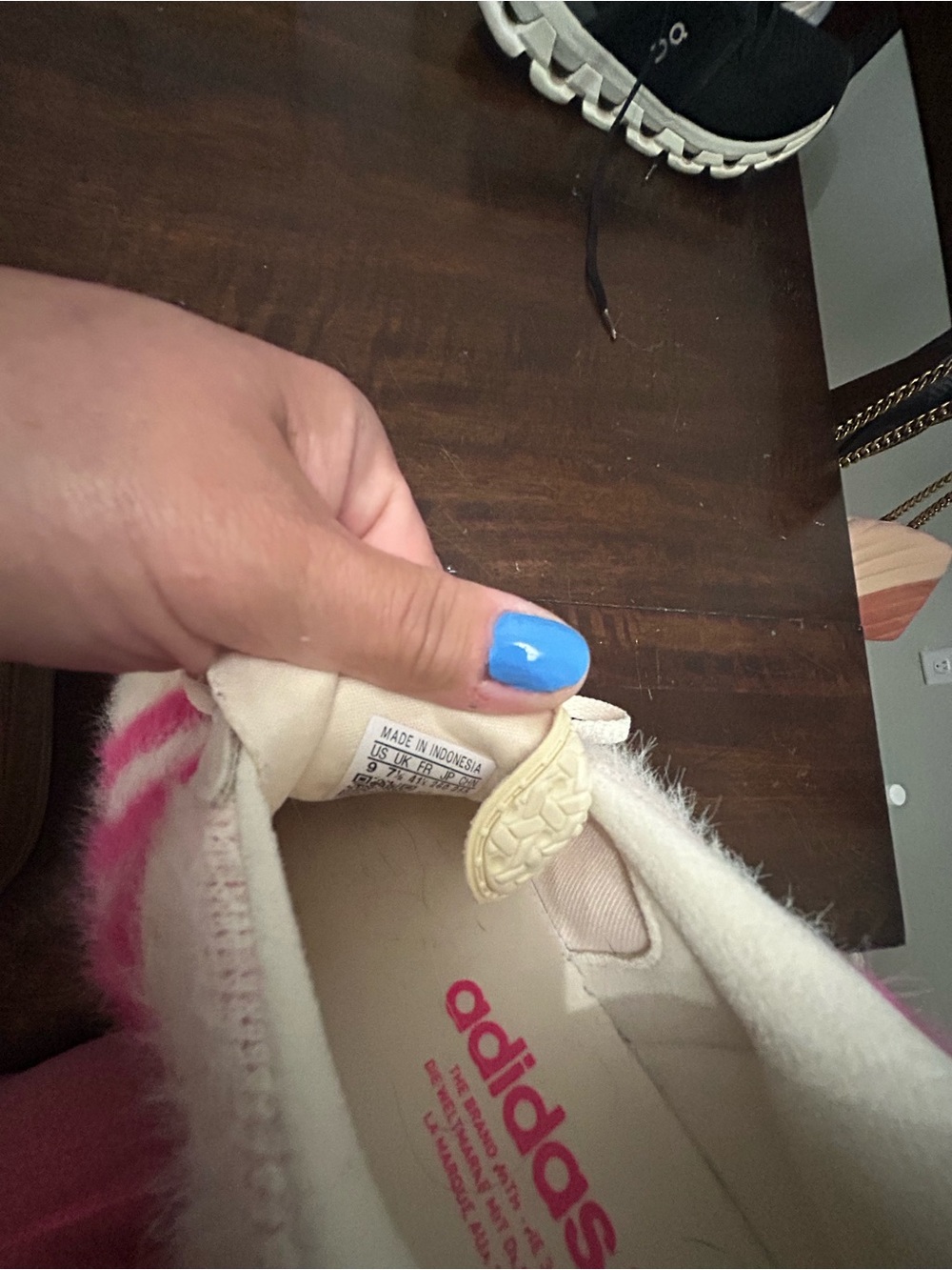 adidas Women’s Beige and Hot Pink Fuzzy Sneakers - Picture 5 of 8